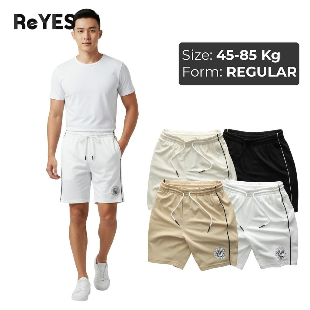 Quần thun nam ngắn ReYES RPS003 3 túi khóa kéo, lưng thun dây rút, mặc nhà tập gym
