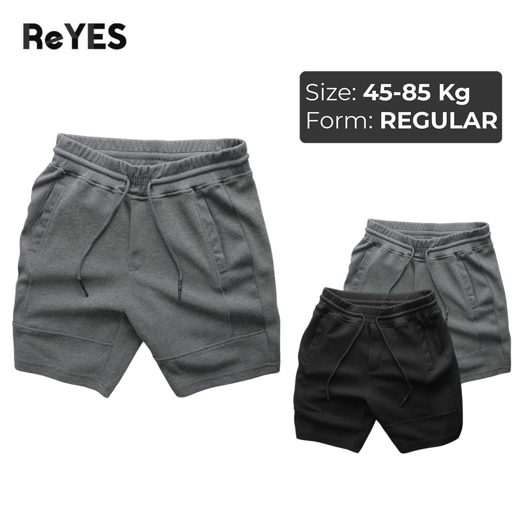 Quần thun nam ngắn trơn ReYES RPS005 basic thun Pique, túi khóa kéo, mặc nhà tập gym thoáng mát