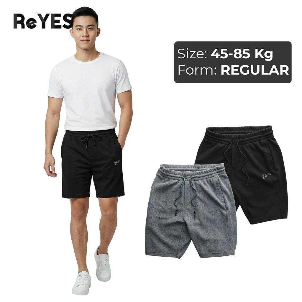 Quần thun nam ngắn trơn ReYES RPS006 dây rút lưng thun - Quần short nam túi sâu basis, vải xốp mềm dễ phối đồ