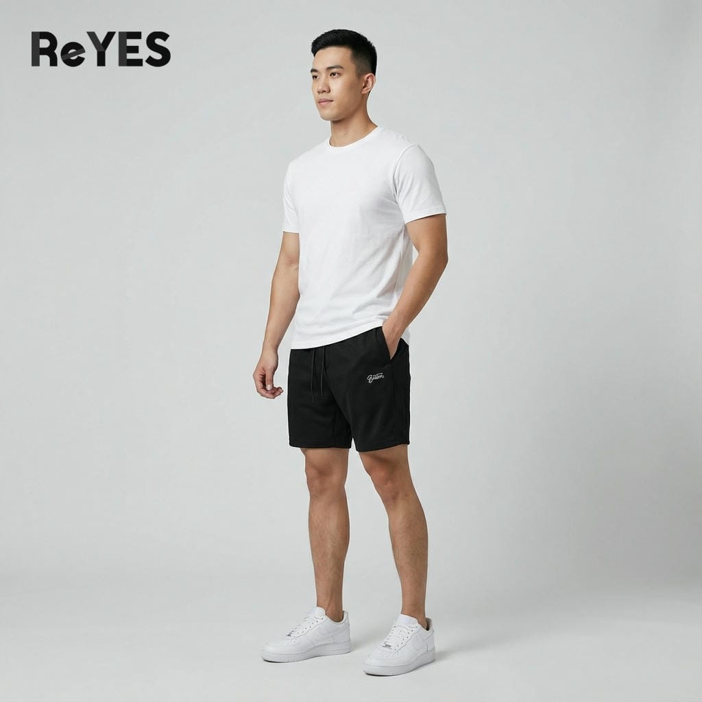 Quần thun nam ngắn trơn ReYES RPS006 thun pique thoáng mát, quần short nam mặc nhà tập gym - Ảnh 3