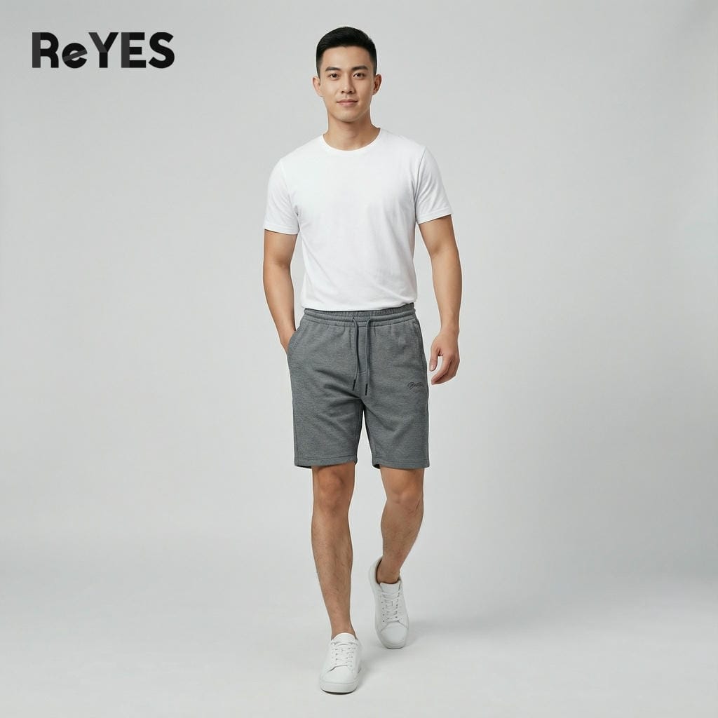 Quần thun nam ngắn trơn ReYES RPS006 thun pique thoáng mát, quần short nam mặc nhà tập gym - Ảnh 4